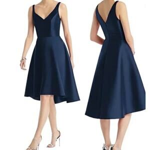 ALFRED SUNG Midnight Blue High-Low Dress